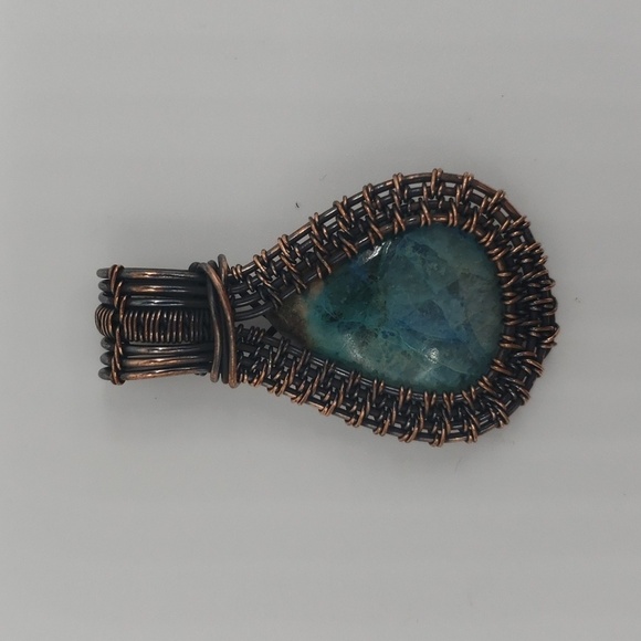 272- Wire Wrapped Natural Stone Pendant Necklace Handmade NWT - Picture 2 of 5